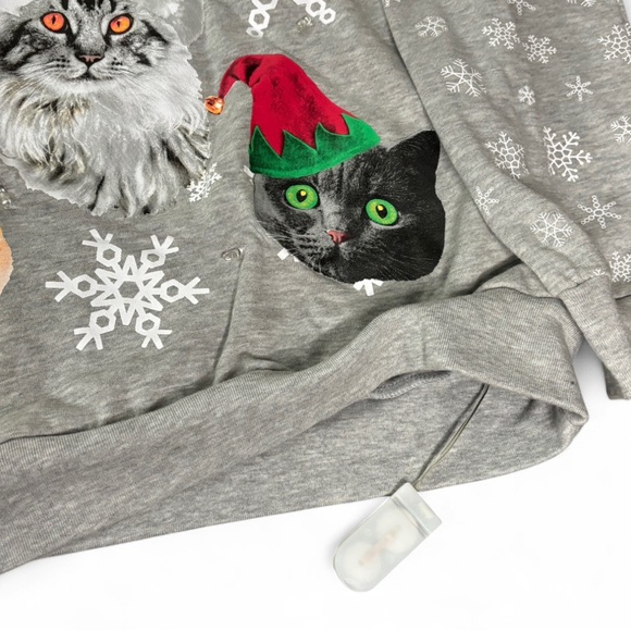 Freeze Light Up Christmas Cat Sweatshirt Large LED Ugly Christmas Sweater - Picture 4 of 7